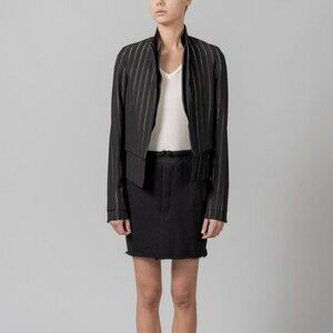 RtA Stella Double Layer Striped Blazer In Black Silver Stripe Sz M NEW WITH TAGS